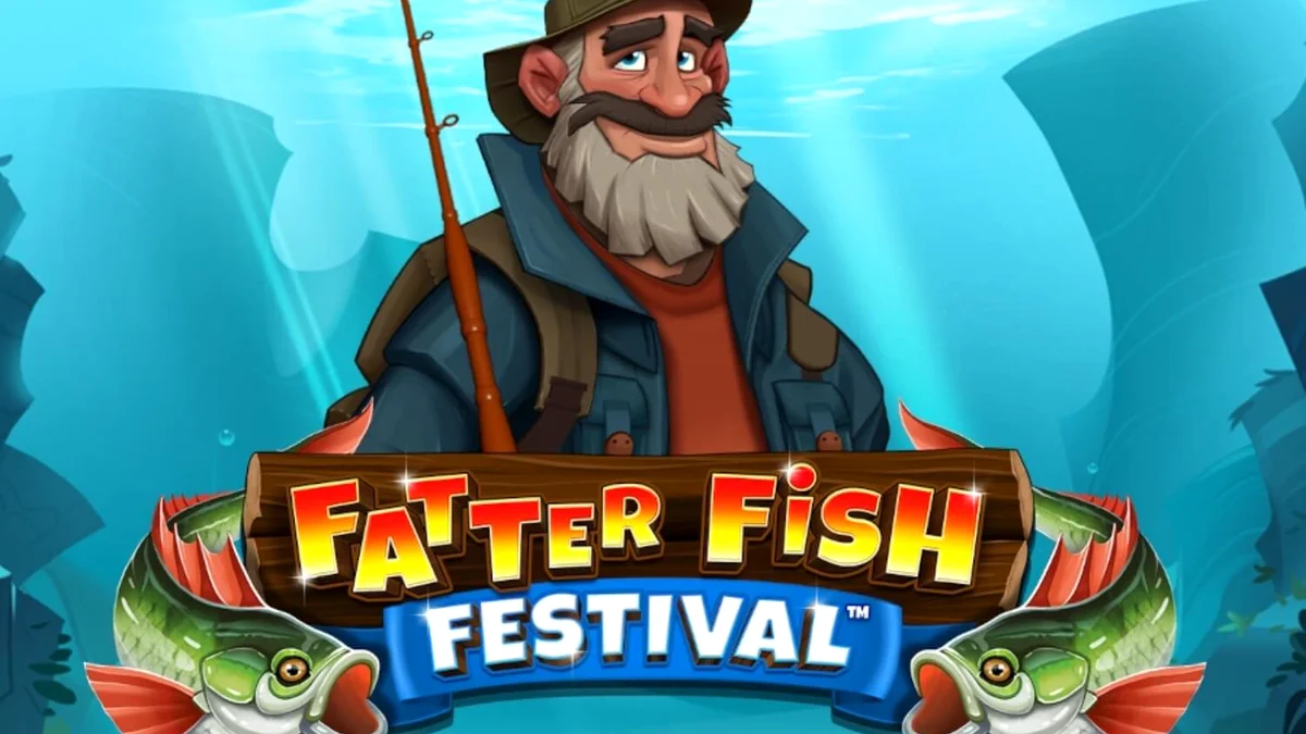 Tampilan visual slot Fatter Fish Festival dengan tema karnaval bawah laut yang ceria
