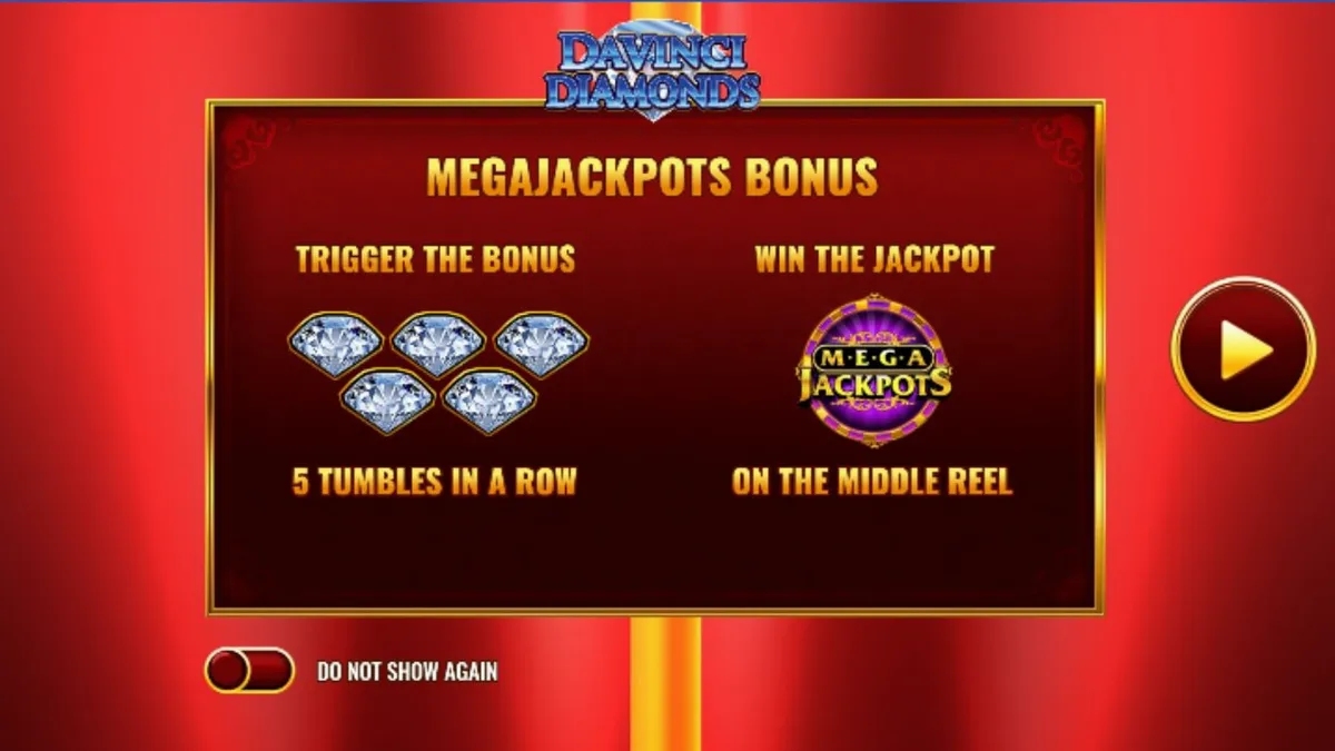Tampilan visual slot Mega Jackpot DaVinci Diamonds dengan tema seni Renaisans dan permata