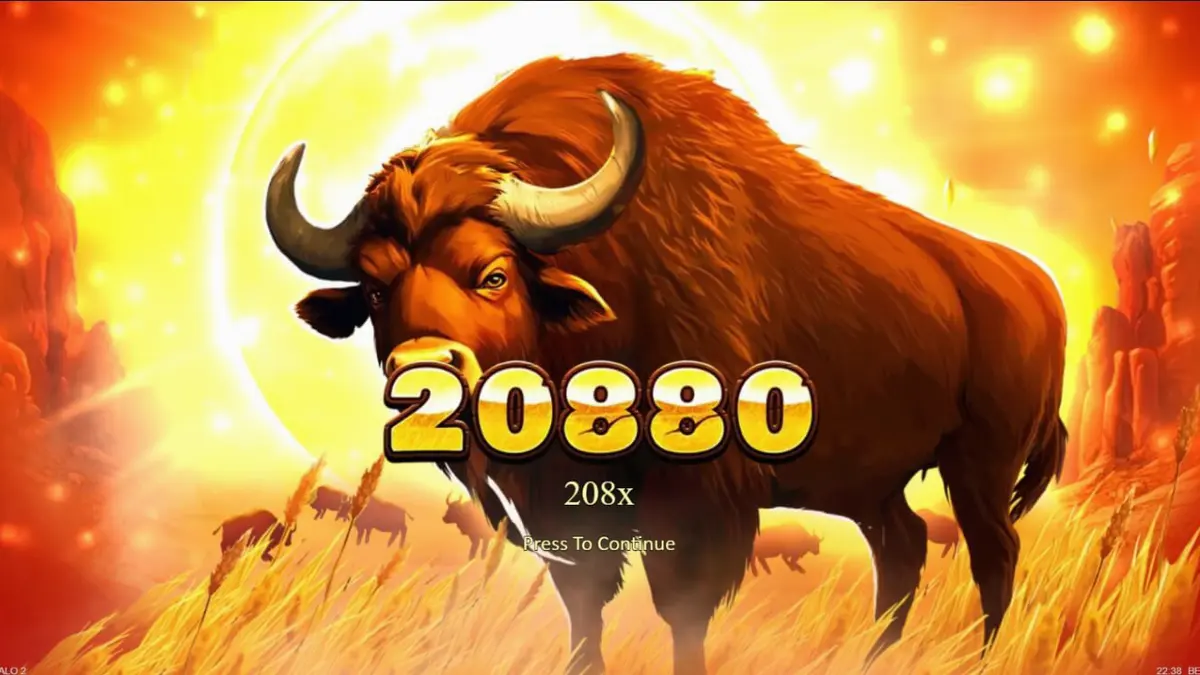 Tampilan visual slot Big Wild Buffalo 2 dengan latar belakang pemandangan alam liar Amerika