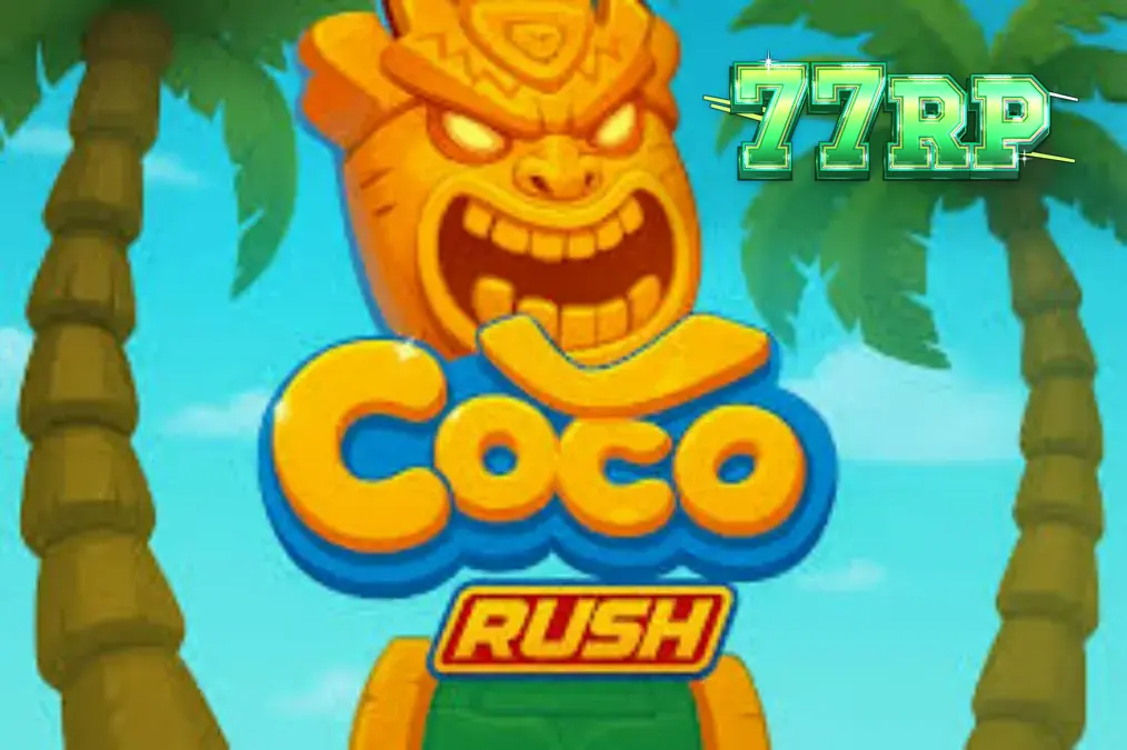 Tampilan visual slot Coco Rush dengan tema pulau tropis dan simbol harta karun